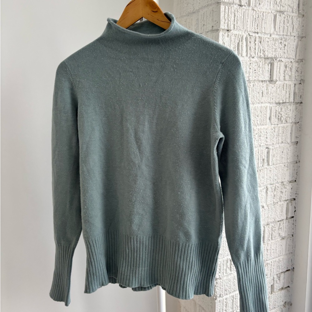 French Connection Mock Neck Sweater | Size M | Soft Teal Green